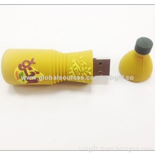 USB Disk, 2GB, PVC Material, Customized Bottle Shape, Promotional Gift